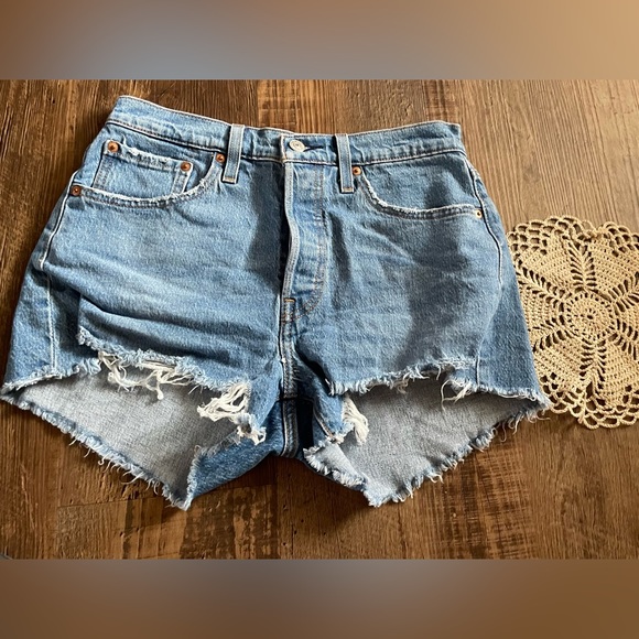 Levi's Pants - Levi’s 501 Denim Shorts Waist 27 Women New Original Medium Blue Frayed